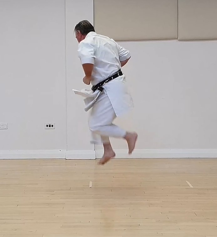 Pinan Godan jump sequence and advanced stance transitions